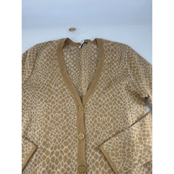 Isaac Mizrahi Live Sweater Womens Small Brown Beige Cream Cardigan Animal Print - Picture 6 of 8